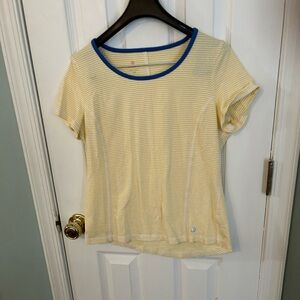Talbots short sleeve yellow and white top.